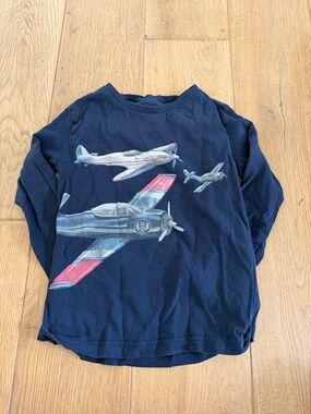 Mayoral Navy Long-Sleeve Tee with Airplane Graphic